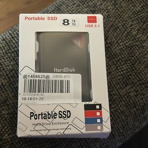 8tb portable SSD Type C box is slightly ripped on bottom but never been used!